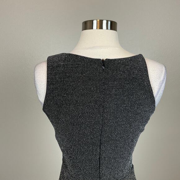 AQUA Black and Silver Sleeveless Metallic Midi Sheath Cocktail Dress Size 6 - Picture 9 of 11
